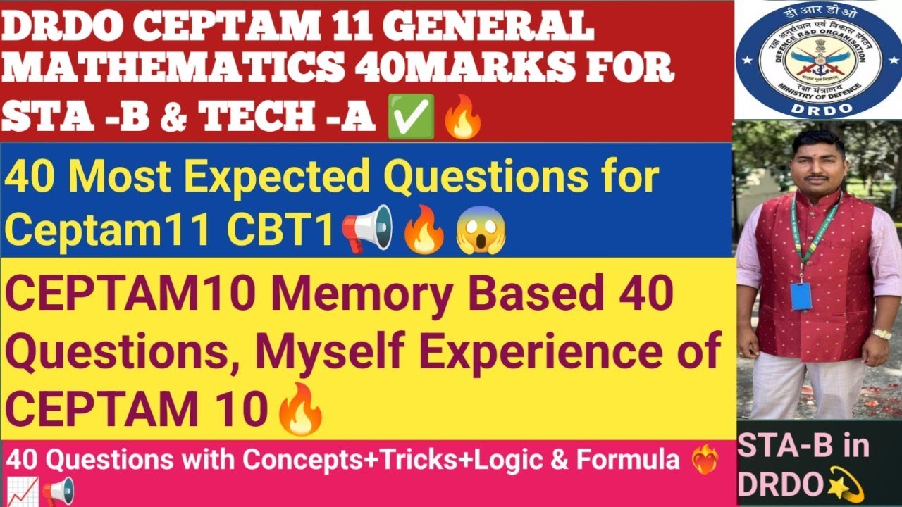 #DRDO CEPTAM11 CBT-1 40Marks GENERAL MATHEMATICS✅🔥💯 #Most Expected #DRDO CEPTAM-10 KE MEMORY BASED✅ 