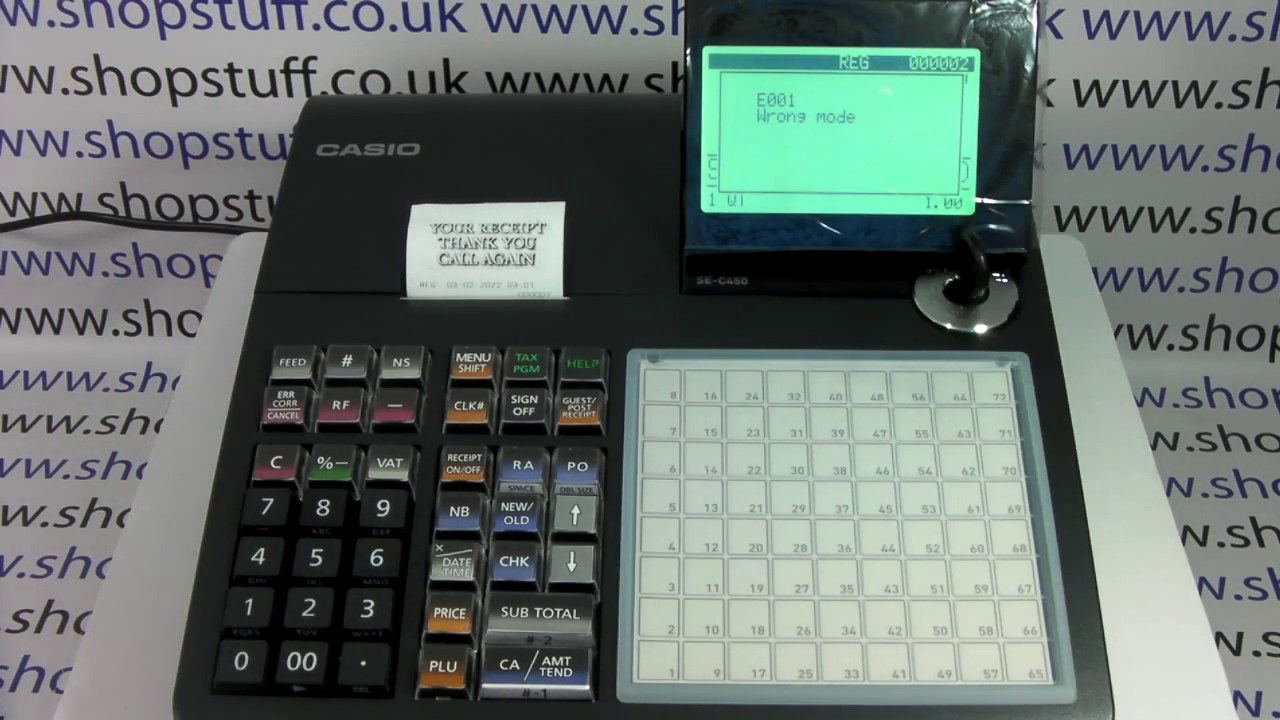 E001 WRONG MODE - CASIO SE C450 CASH REGISTER