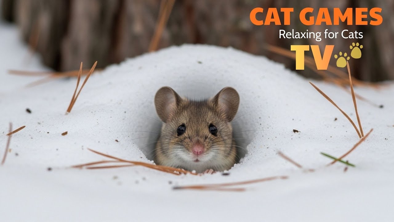 CAT GAMES | Cat TV: Tiny Garden Animals on a Snowy | Relaxing for Cats