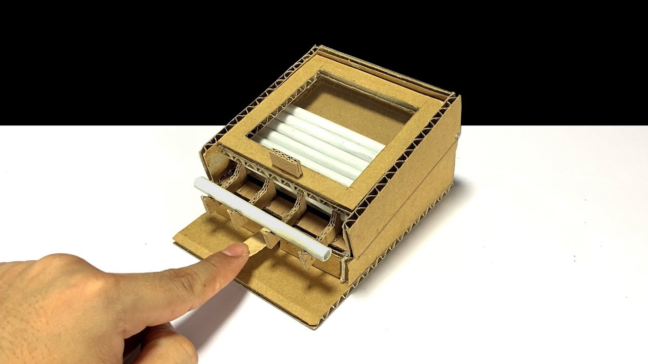 How to Make Cigarette Dispenser From Cardboard | วิธีทำเครื่องกดบุหรี่