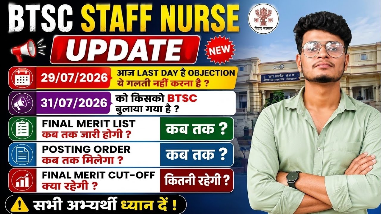 BTSC STAFF NURSE/FINAL MERIT LIST/OBJECTION/POSTING ORDER