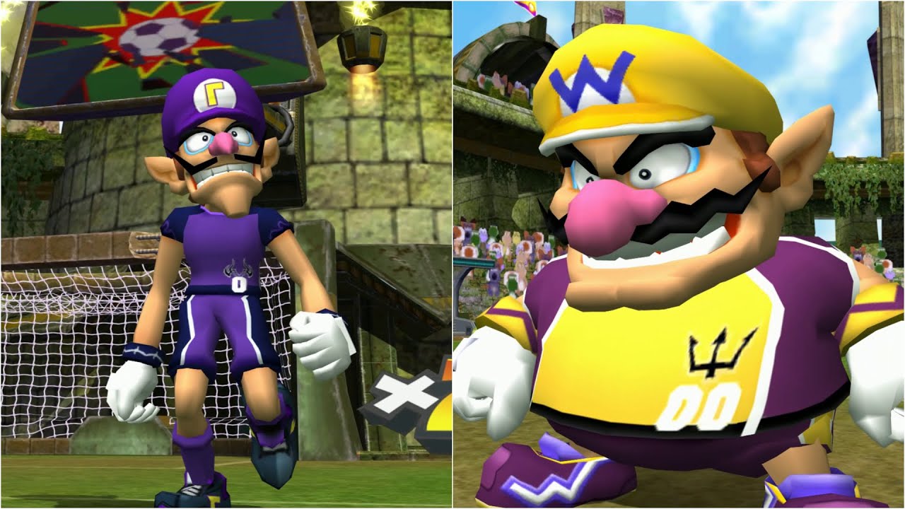 Super Mario Strikers - Waluigi vs Wario - GameCube Gameplay (4K60fps)