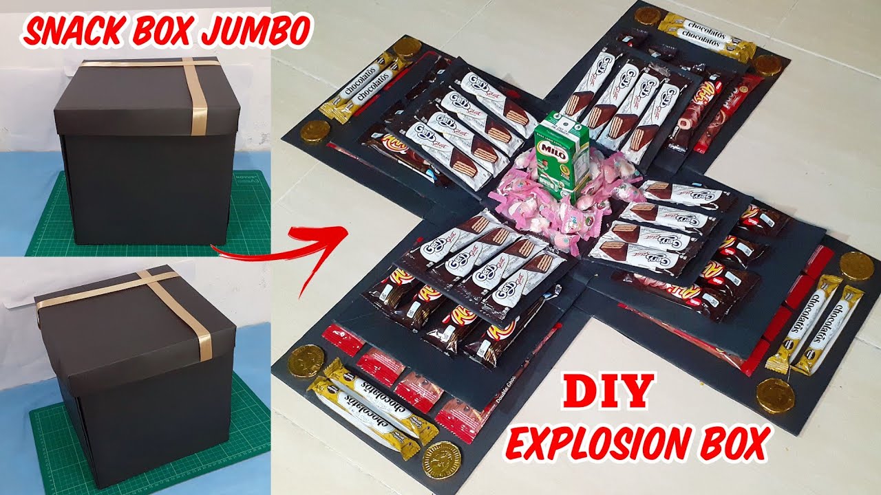 DIY Explosion Box | Snack Box Jumbo | Tutorial Kotak Hadiah Kekinian | Birthday Gift Idea