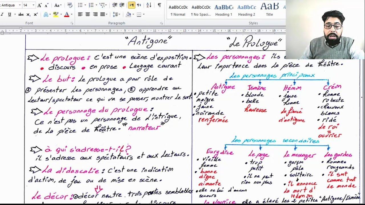 Antigone le Prologue avec Prof Samad