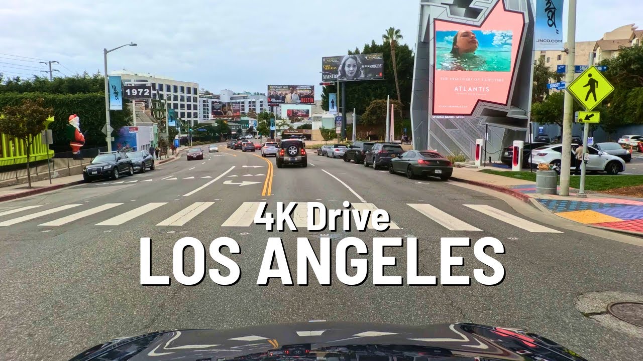 SUNSET BLVD 🚗 Los Angeles westbound from Hollywood to the ocean 🇺🇸 Drive 4K