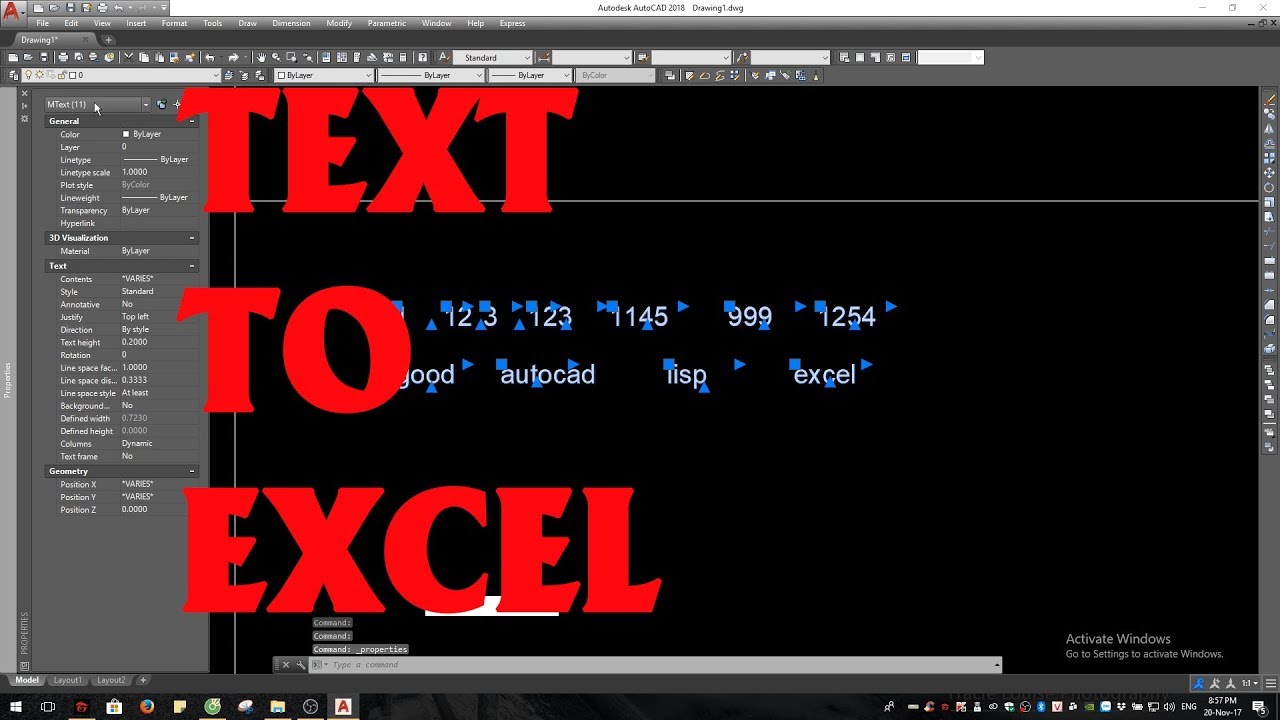 Lisp autocad | Lisp Text to excel