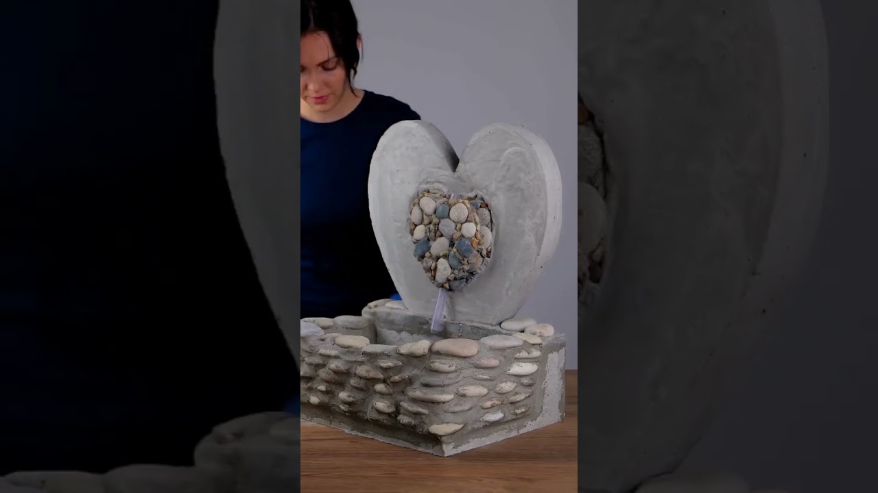 DIY cement heart fountain! 💖⛲ 