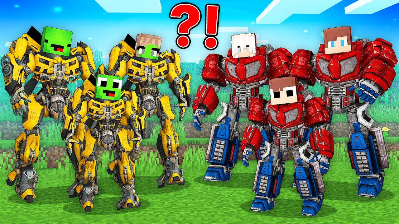 JJ and Mikey Families Became TRANSFORMERS in Minecraft - Maizen