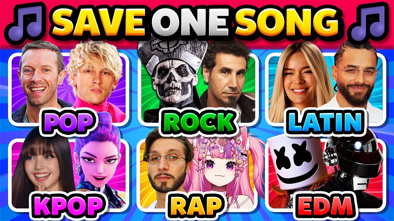 POP vs ROCK vs LATIN vs KPOP vs RAP vs EDM 🤩 Music Genre Battle | Save One Song