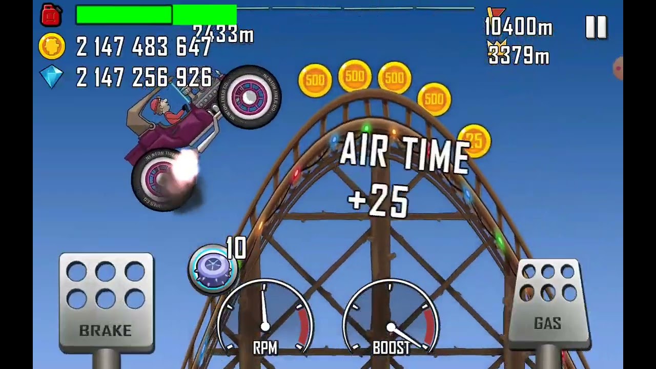 Hill Climb Racing : Hot Rod & Roller Coaster 3913 m ( New World Record! )