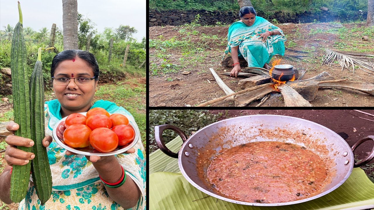 Bachelor Recipe - இட்லி/தோசைக்கேற்ற பீர்க்கங்காய் தக்காளி கடைசல் / Simple Ridge Gourd - Tomato Gravy