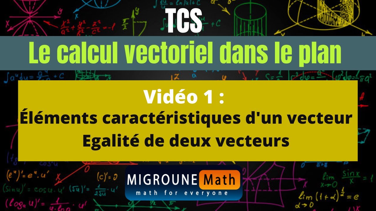 Éléments caractéristiques d'un vecteur — Égalité de 2 vecteurs — TCS