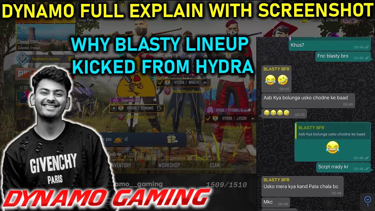DYNAMO FULL EXPLAIN WITH SCREENSHOT | WHY BLASTY LINEUP KICKED FROM HYDRA | PUBG Mobile