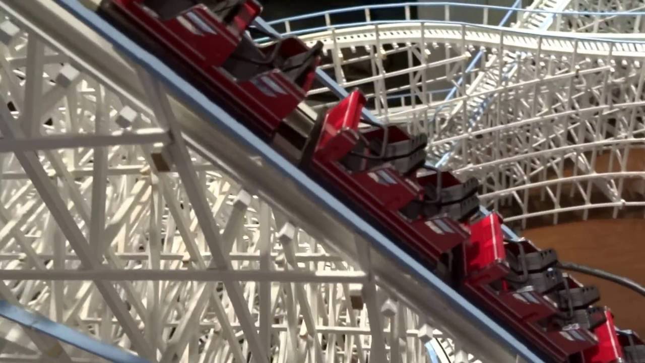 Working architectural model of a wooden roller coaster