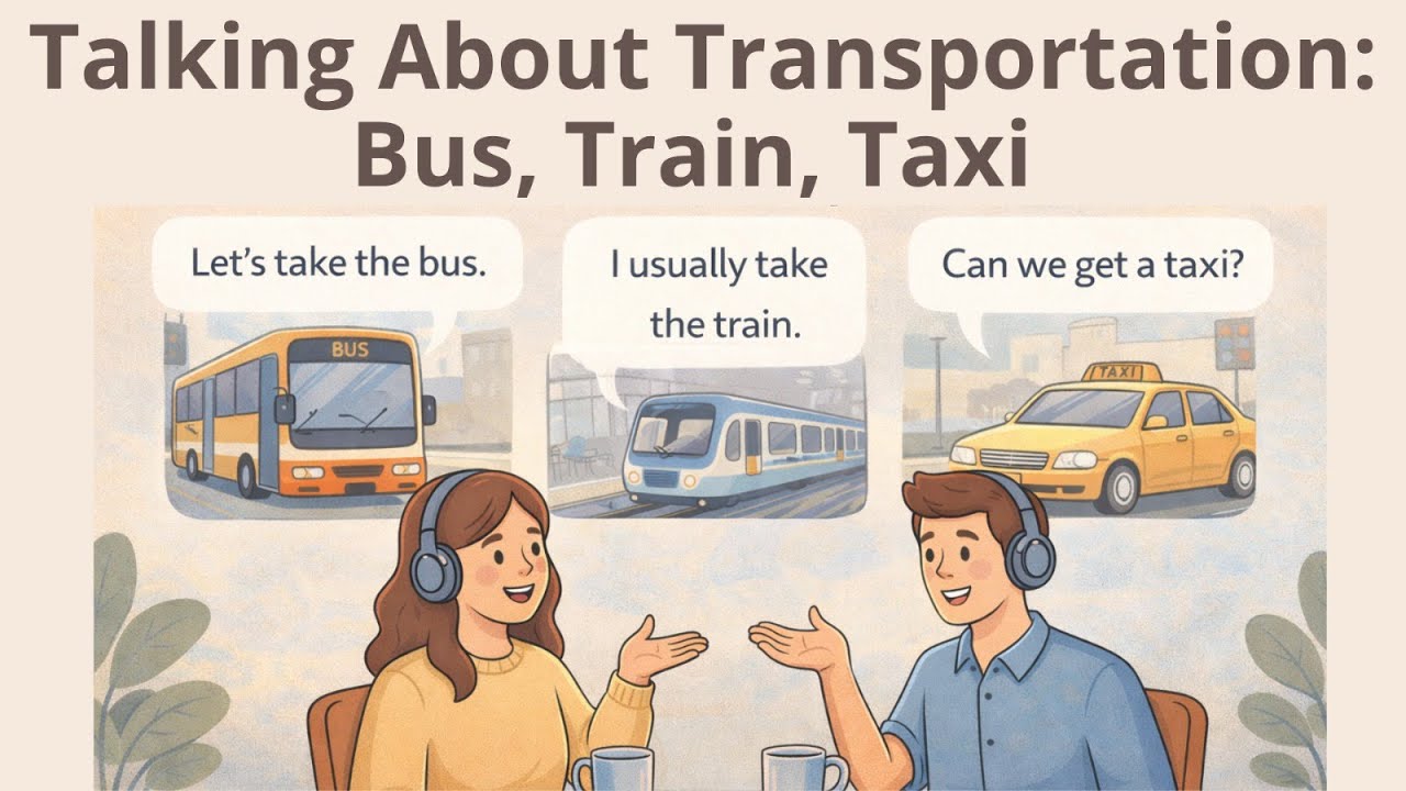 Learn to talk about BUS, TRAIN & TAXI in simple English | Daily English Conversations | Episode 64