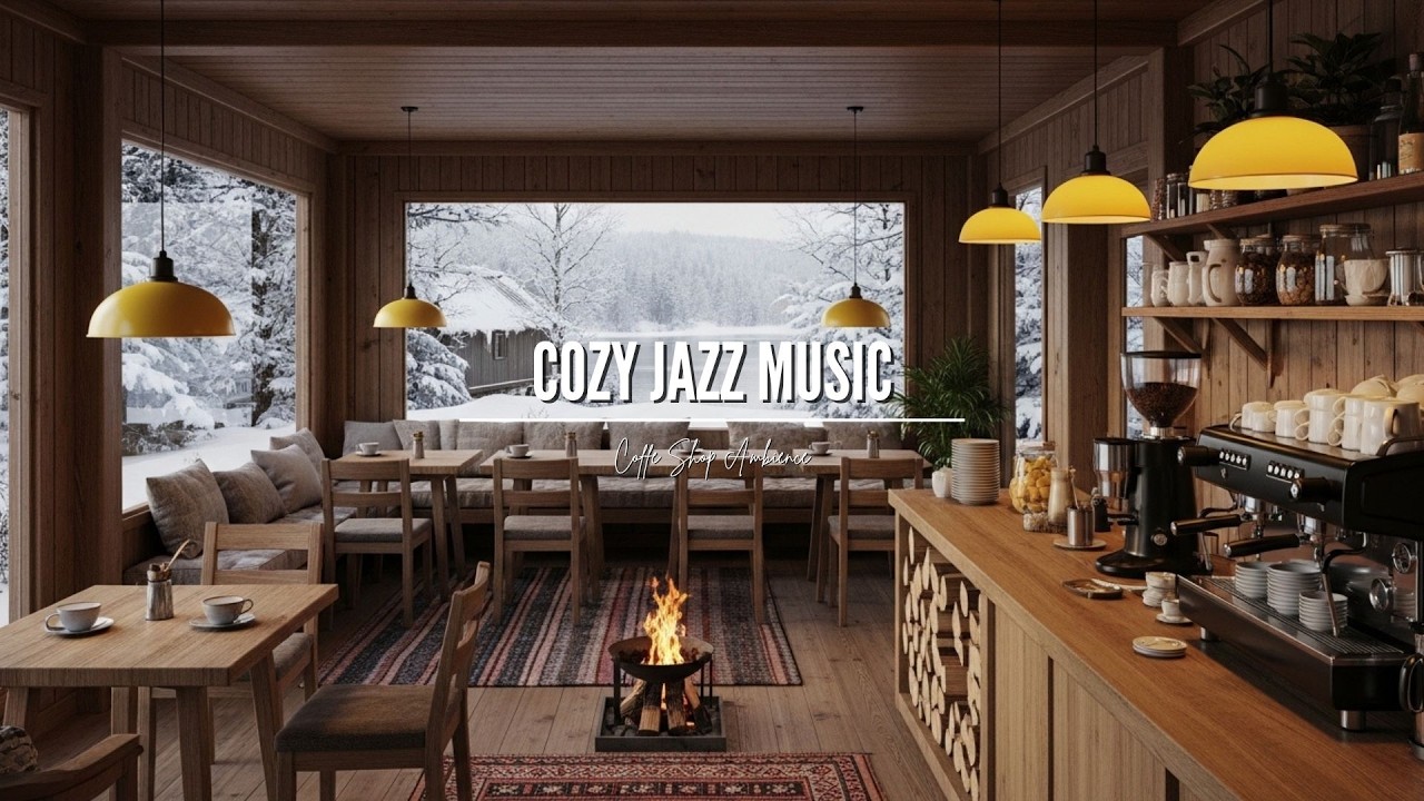 Warm Winter Coffee Shop Jazz ❄️ Piano & Fireplace Music for Studying, Working, Focusing & Sleeping