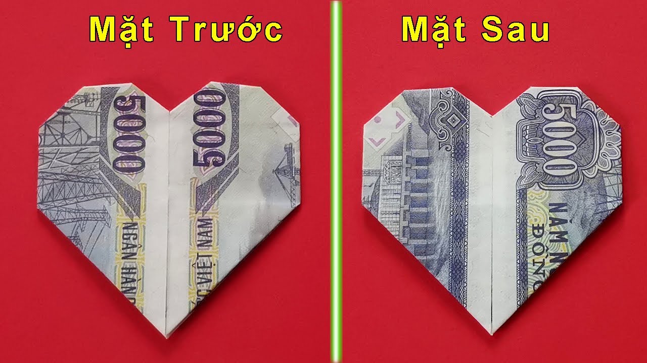 Origami Heart | Cách Gấp Hình Trái Tim Bằng Tiền