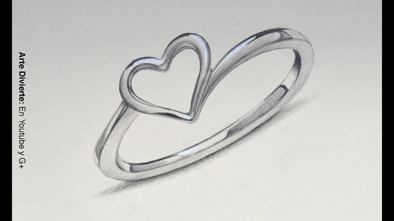 Cómo dibujar un anillo de plata con un corazón - Arte Divierte.