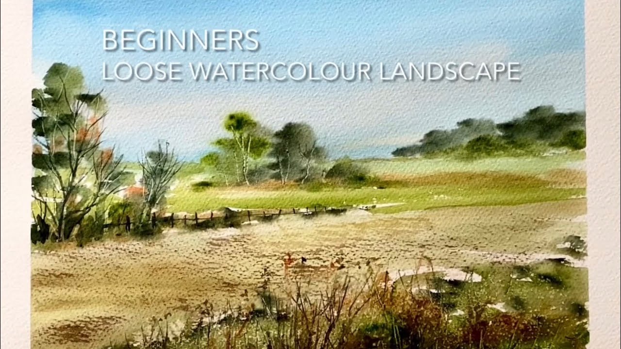 GORGEOUS Simple BEGINNERS Loose Watercolour Landscape Painting,Watercolor Techniques Sky Practice