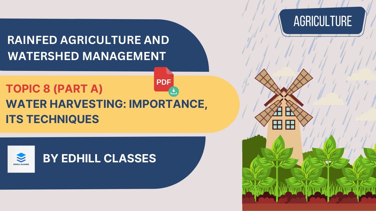 LECTURE 13: WATER HARVESTING, IMPORTANCE AND IT'S TECHNIQUES (RAINFED AGRICULTURE)