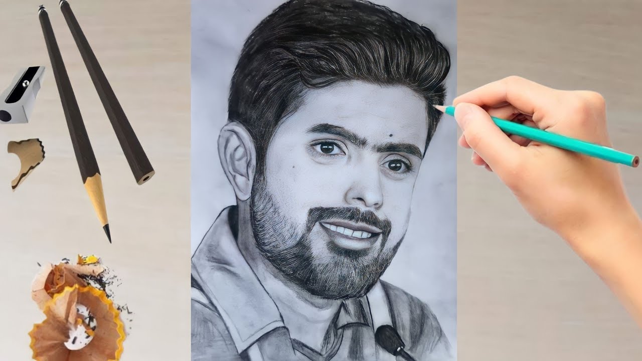 Pakistan cricket player Babar azam Face Drawing | Drawing of sketches babar azam