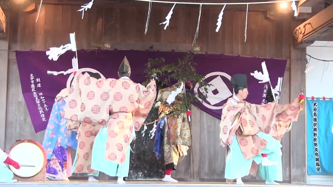 2026西寒多神社新春初舞　大分社羽田神楽『岩戸開』納神楽『大神』