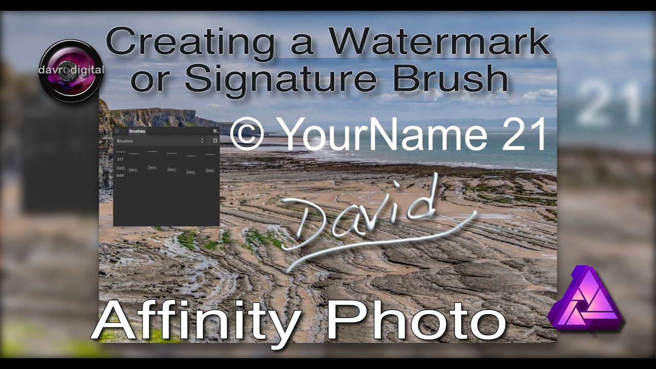 Создание водяного знака или кисти для подписи из выделенного изображения Affinity Photo