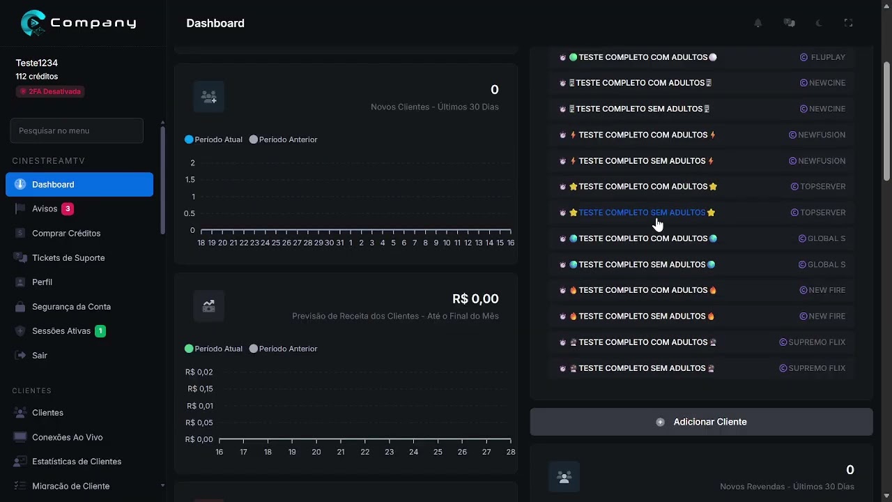 Painel IPTV profissional Pr&eacute;-pago com mais de 8 Servidores!