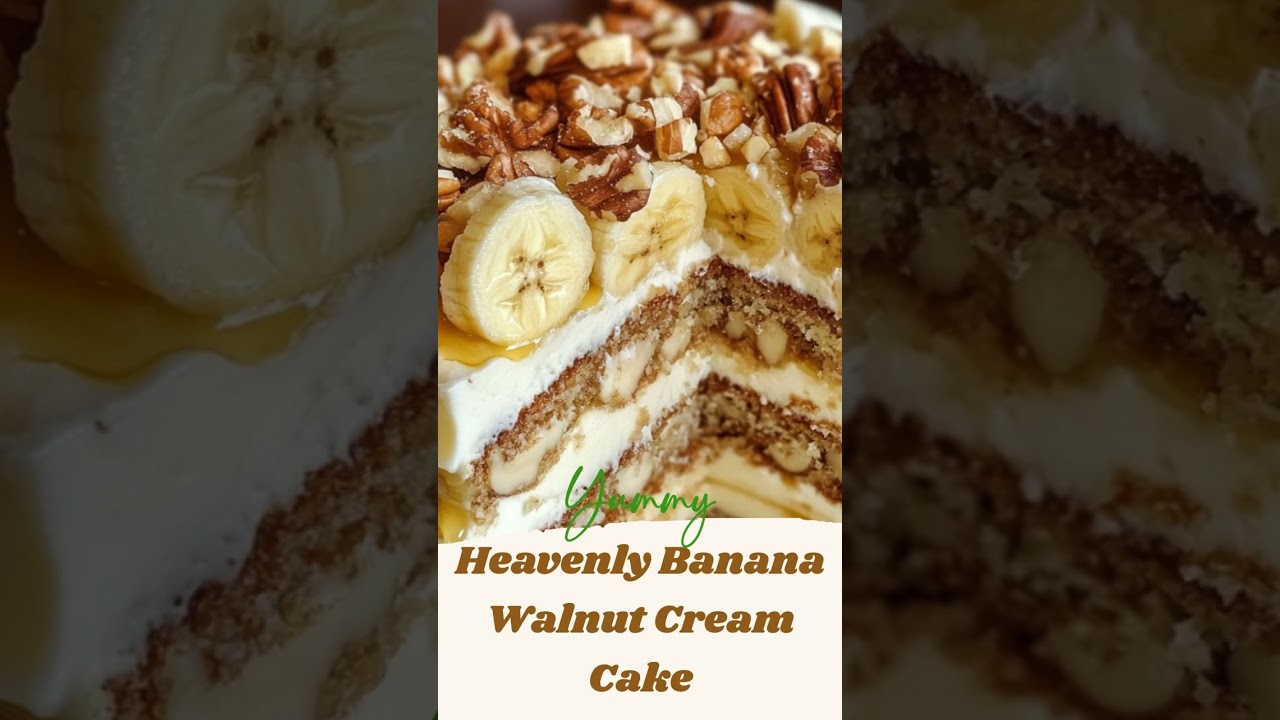Heavenly Banana Walnut Cream Cake