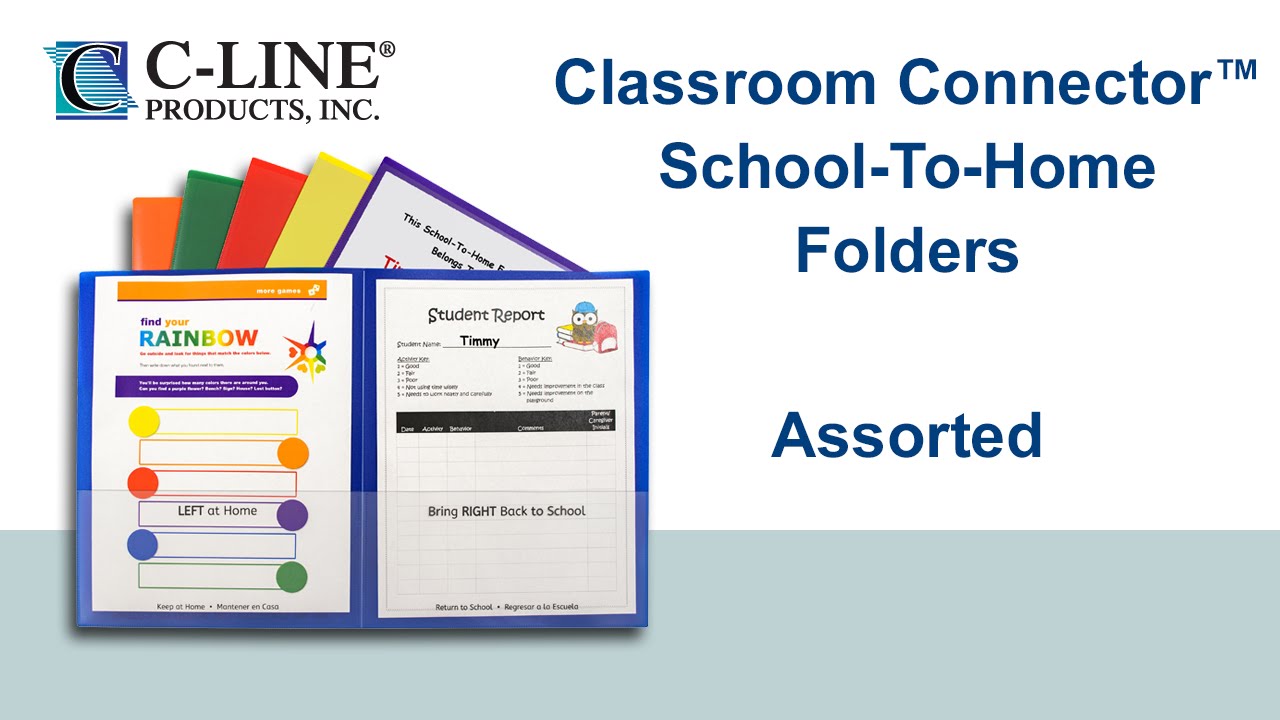 Classroom Connector School-to-Home Folders, Assorted - C-Line Products 32000
