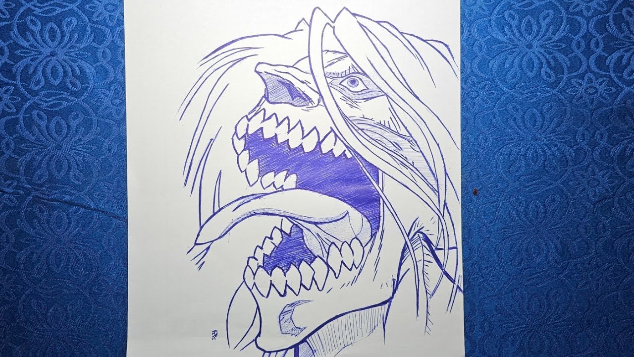 Drawing  Eren Titan (SNK) - Step by Step. #drawing #art #anime #eren 