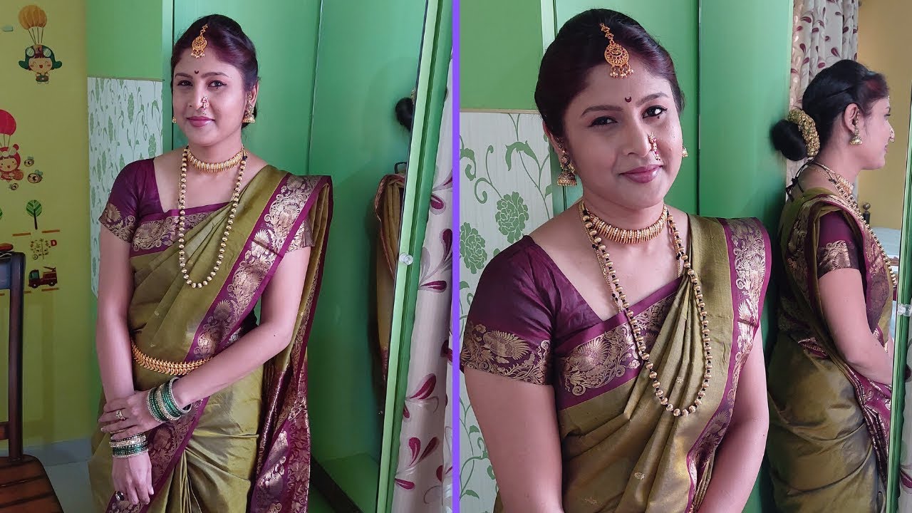 Maharashtrian / ಗುಡಿ ಪಾಡವ l ಮೇಕಪ್ ಲುಕ್ l ಹೇರ್ ಸ್ಟೈಲ್ l saree draping l kannada vlog