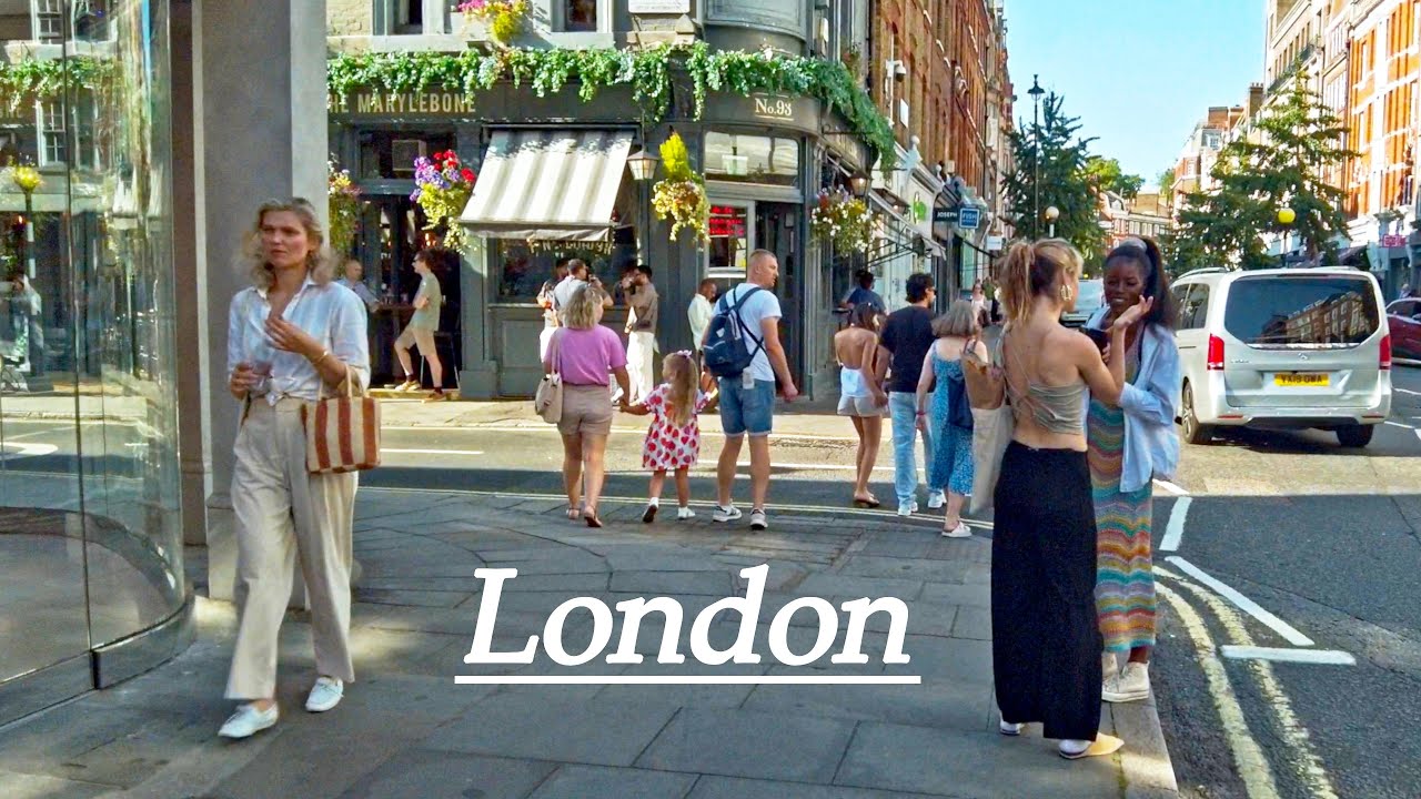 Sunday afternoon walk in north London | Warren Street  to Regent's Park and Baker Street, 4K