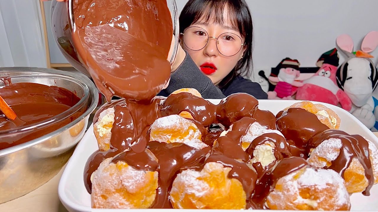 왕슈 슈크림빵 초코 프로피테롤 베이비슈 디저트 먹방 Dessert Mukbang