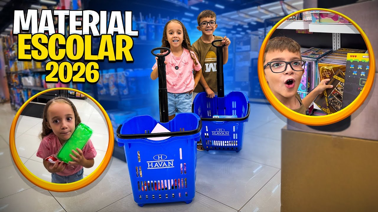 COMPRANDO MATERIAL ESCOLAR 2026 Alice & Miguel 📚
