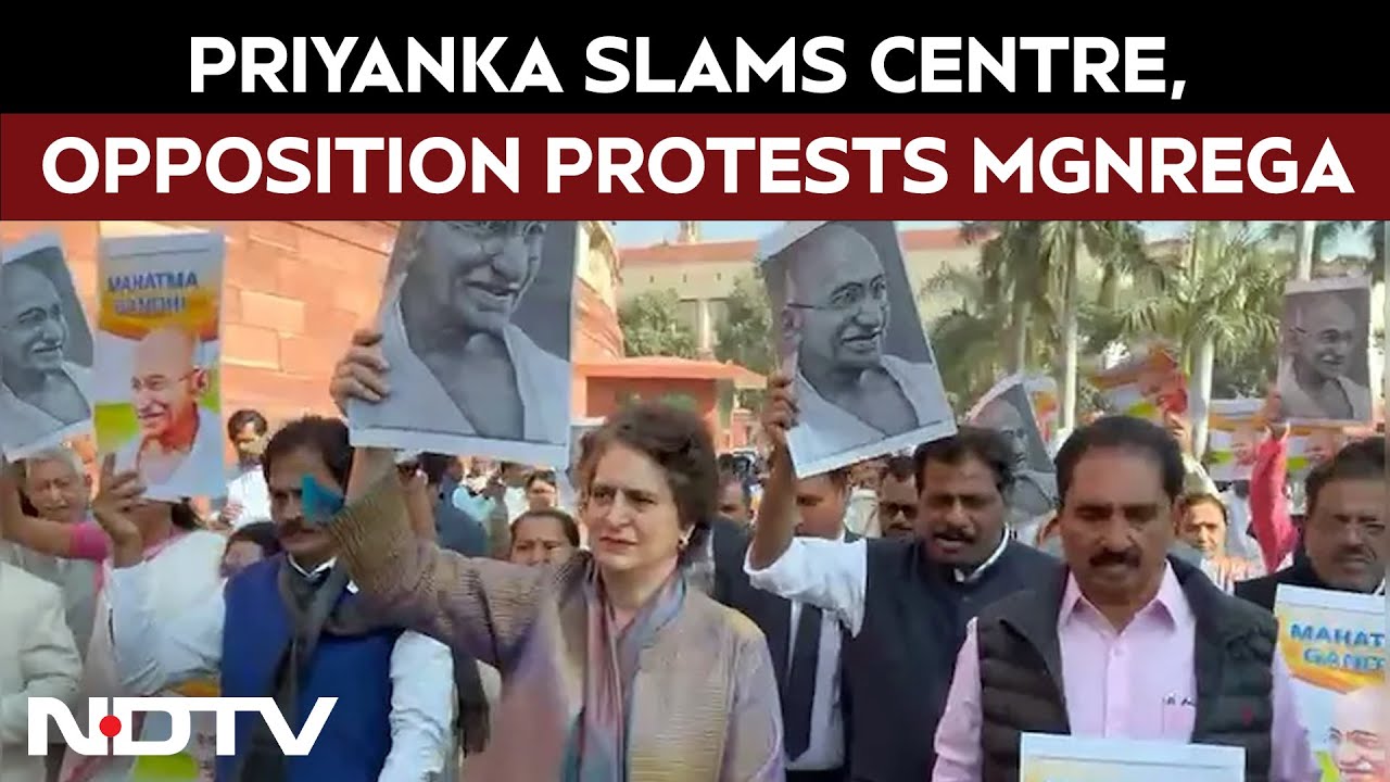 Priyanka Gandhi Attacks Centre On G Ram G, Opposition Protests At Parliament