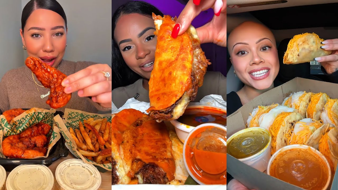 TIKTOK Mukbang Compilation | Wingstop, Taco Bell, Chipotle, In-N-Out & More!