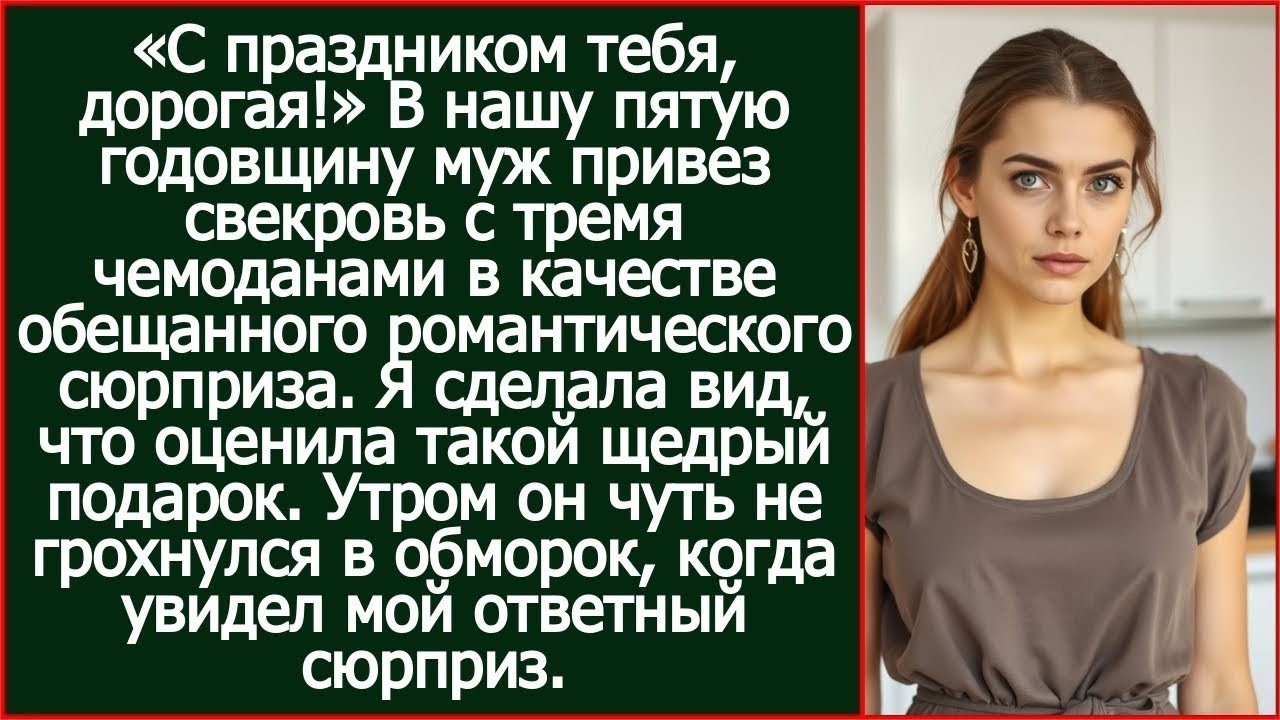 «С праздником тебя, дорогая!» В нашу пятую годовщину муж привез свекровь с тремя чемоданами srt