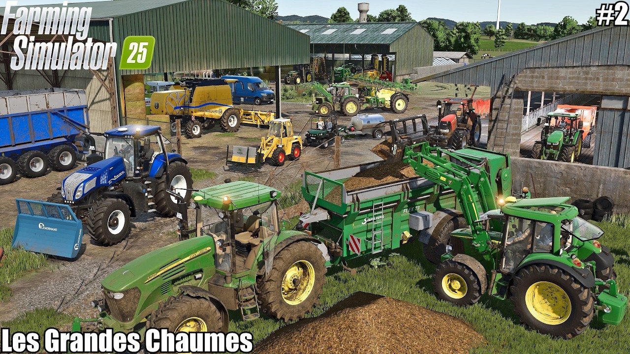 FERTILIZING THE FIELD WITH MANURE AND PLOWING WITH TWO TRACTORS | FS25 | Les Grandes Chaumes | 2