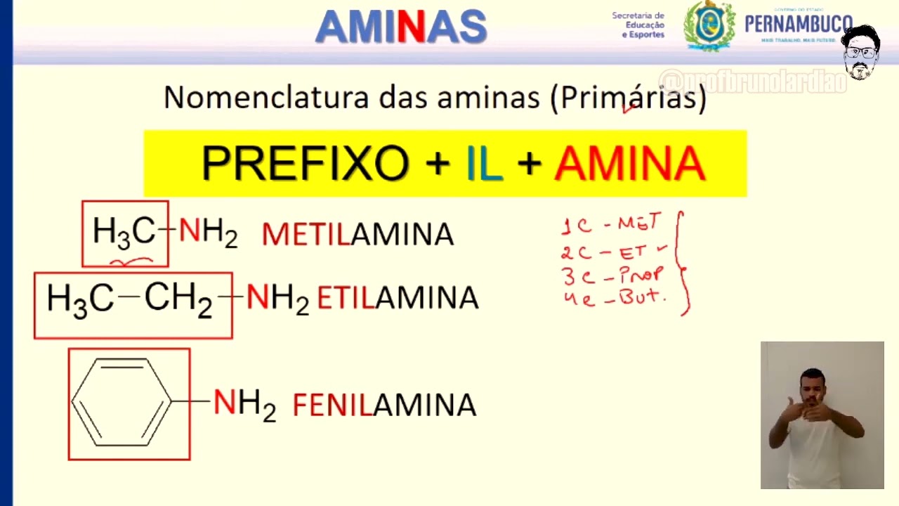 NOMENCLATURA DAS AMINAS PRIMÁRIAS