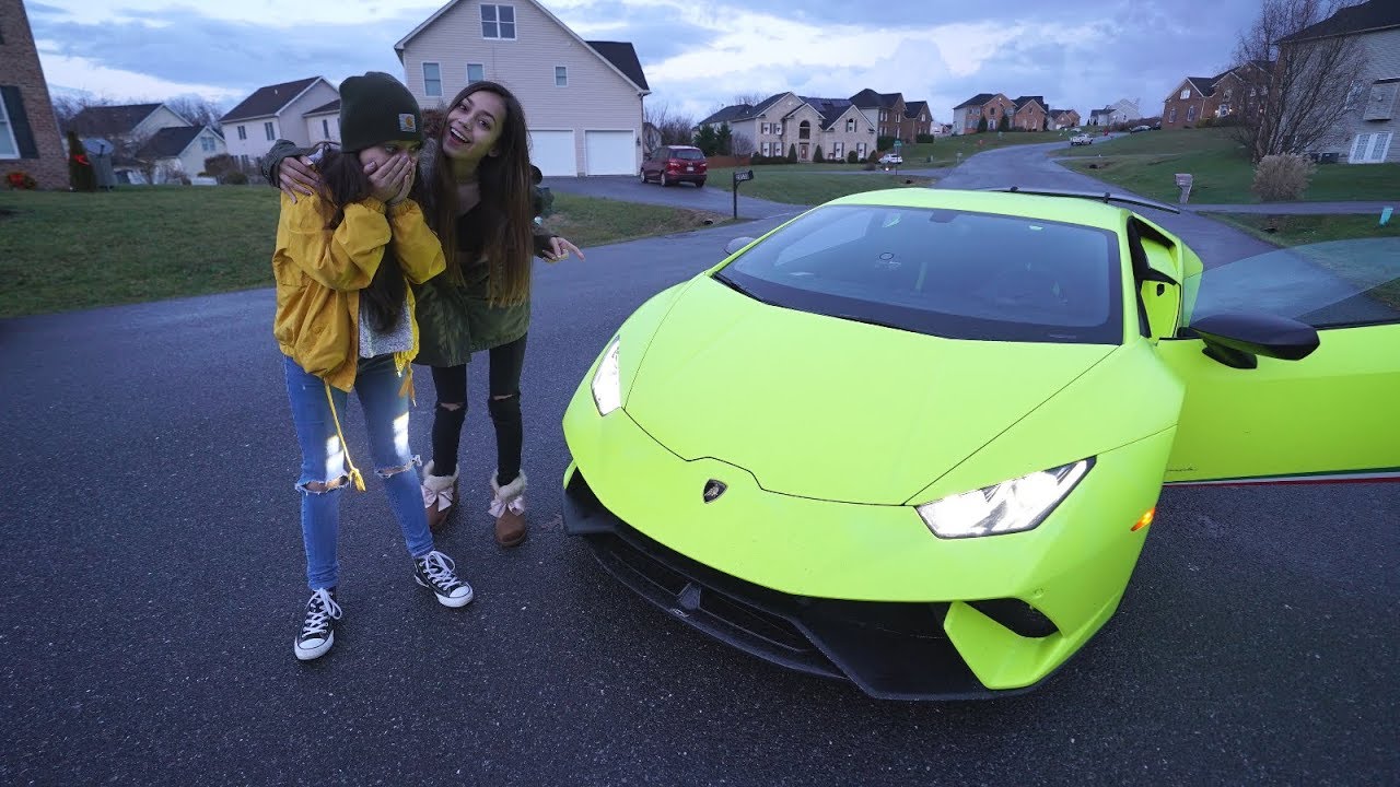 SURPRISING LITTLE SISTER WITH LAMBORGHINI FOR HER BIRTHDAY!
