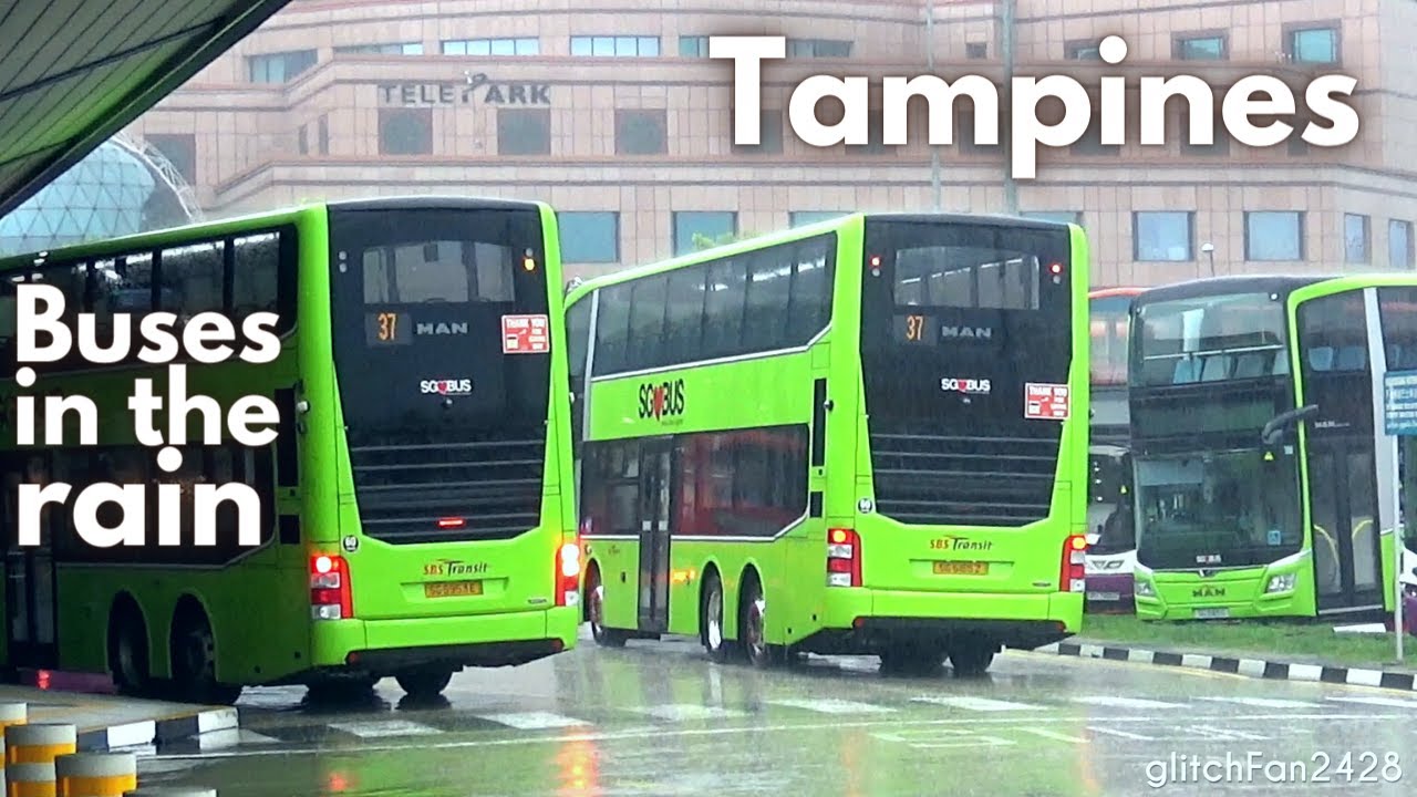 Buses in the Rain at Tampines Bus Interchange, Singapore 2020