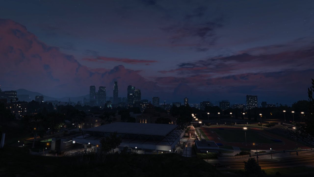 Ambient Night View of Los Santos Skyscrapers | (City Sounds | Ambience ASMR)