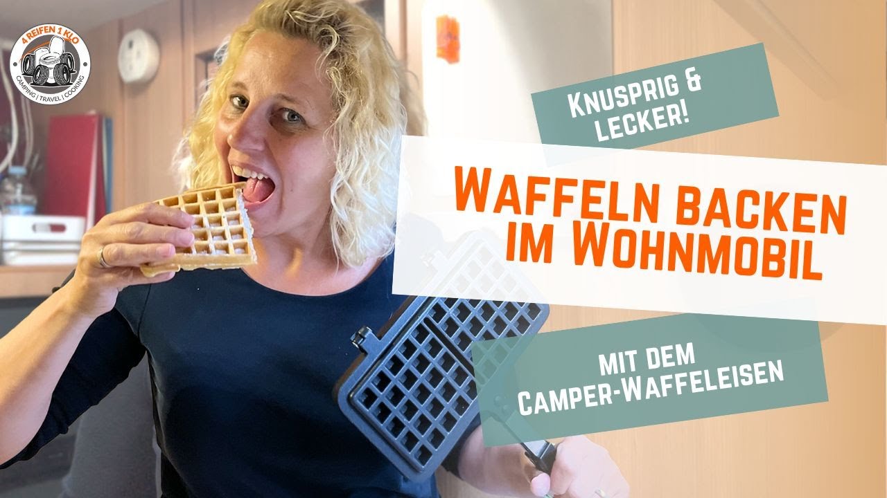 Waffeln backen im Wohnmobil? Klar, mit dem Gusswaffeleisen auf dem Gaskocher 🤤