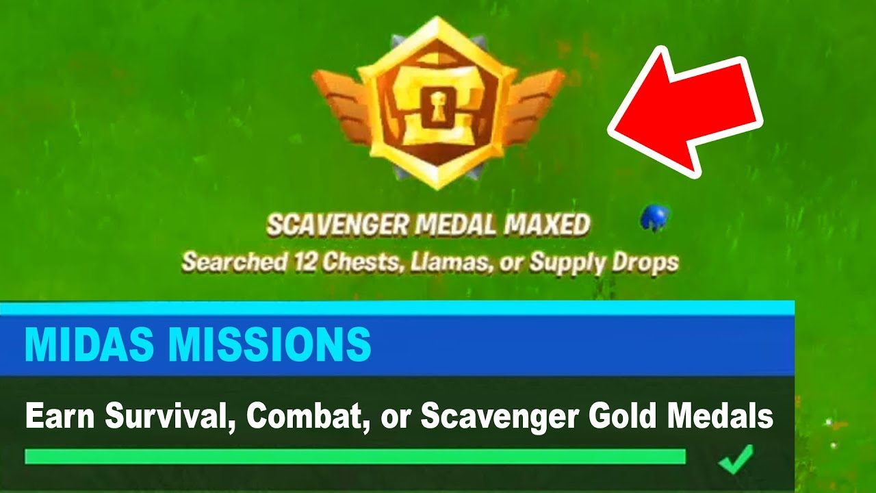 Earn Survival Combat or Scavenger Gold Medals Fortnite