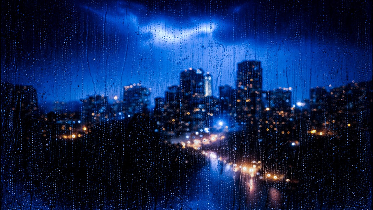 I Stayed Here Watching the Storm Roll Over the City Lights | Thunderstorm Ambience