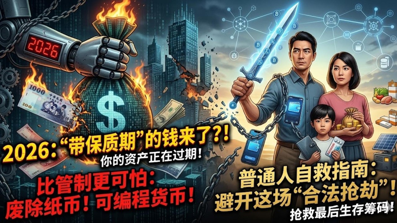 废除纸币？带“保质期”的钱来了！2026数字货币全面普及，普通人如何避开这场“合法抢劫”？#废除纸币 #可编程货币 #财富保卫战 #数字铁幕 #中产阶级危机 #财富洗牌 #负利率时代#宏观经济分析