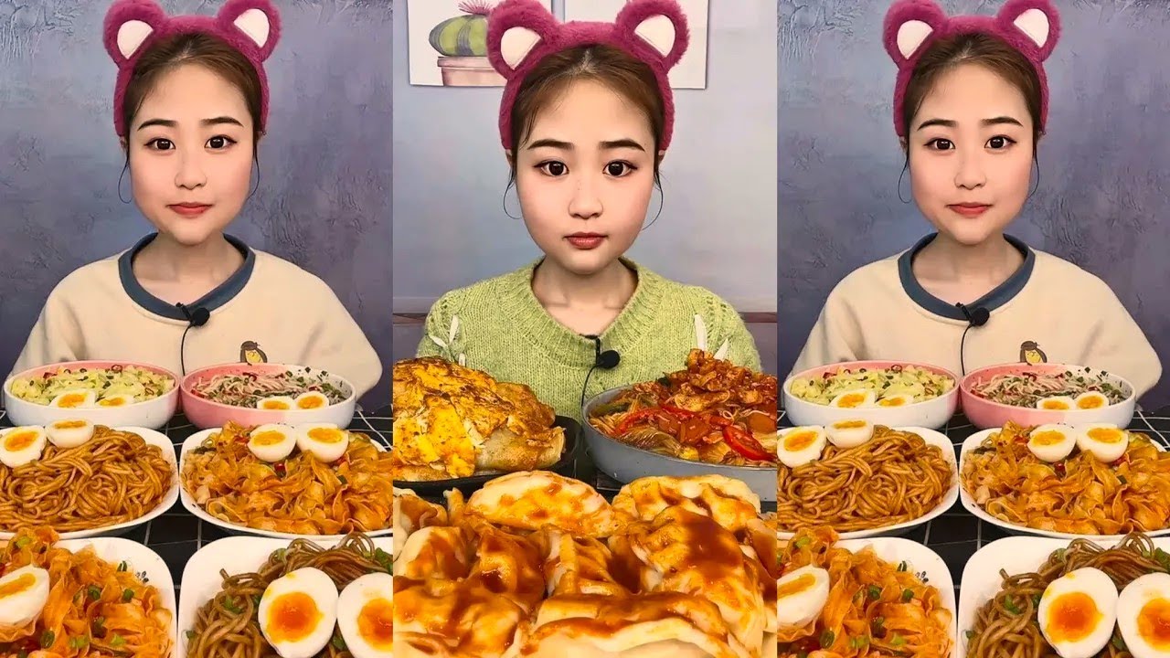 Chinese Food Eating Challenge BIG BITES Spicy Noodles Mukbang
