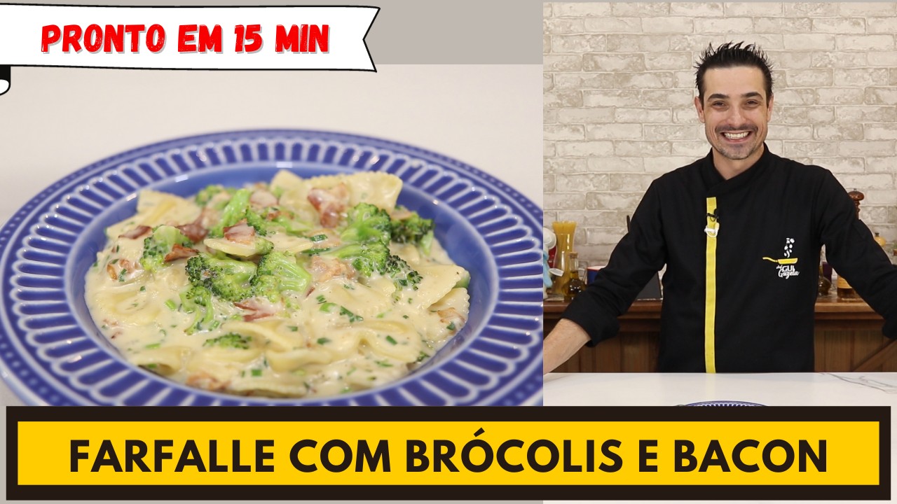 Aquela receita de macarrão rápida e fácil de fazer. FARFALLE COM BACON E BRÓCOLIS