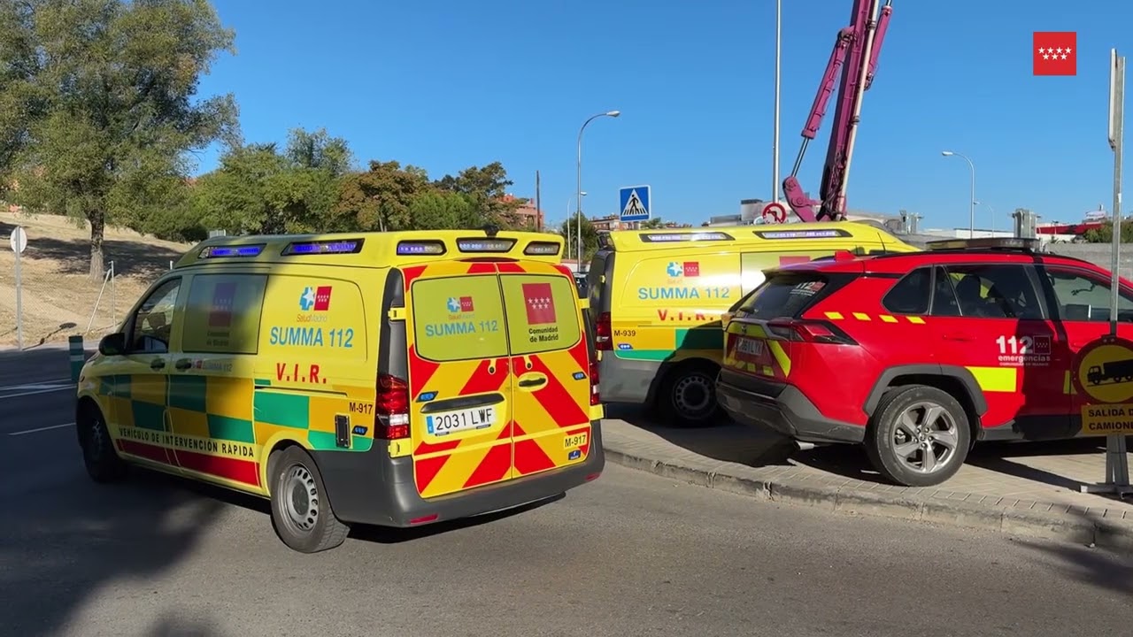 EL #SUMMA112 estabiliza e intuba a un trabajador herido de gravedad en un accidente laboral. #Madrid